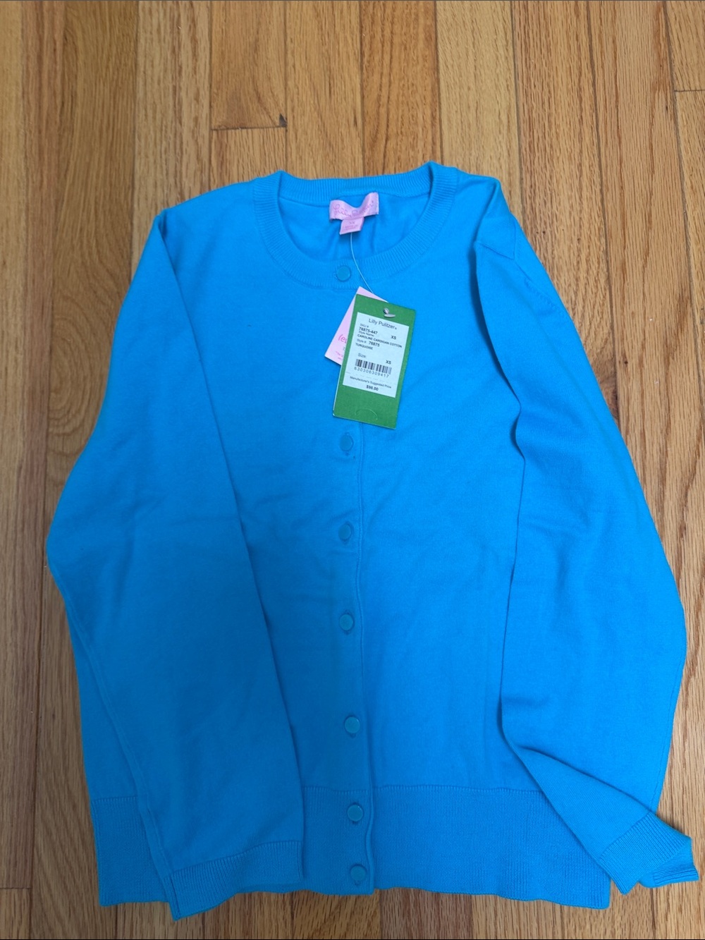 Lilly Pulitzer Bright Turquoise Blue Button-Front Cardigan - Picture 2 of 4